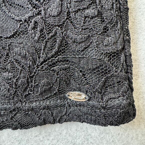 Guess Black Lace Top Women’s XL Wrap Stretch Floral Witchy Romantic Boho Y2K - Picture 4 of 11